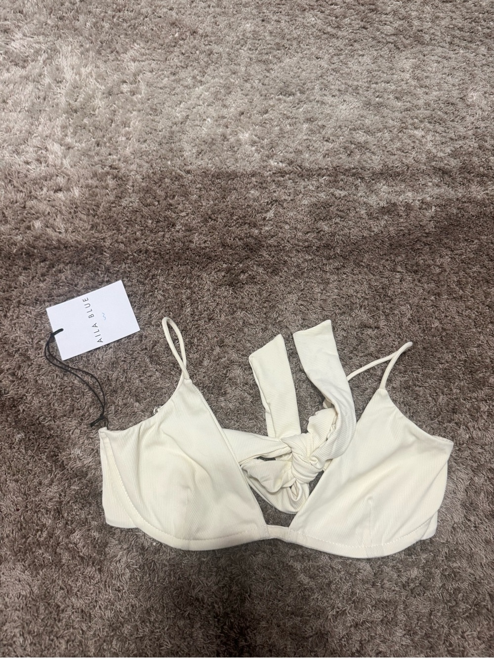 Aila blue Mira swim top in color ivory